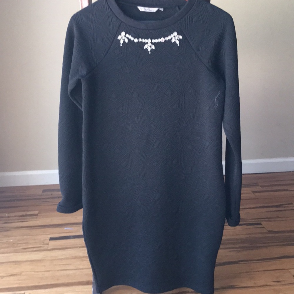 Black Cocoon Dress with Crystal Detail